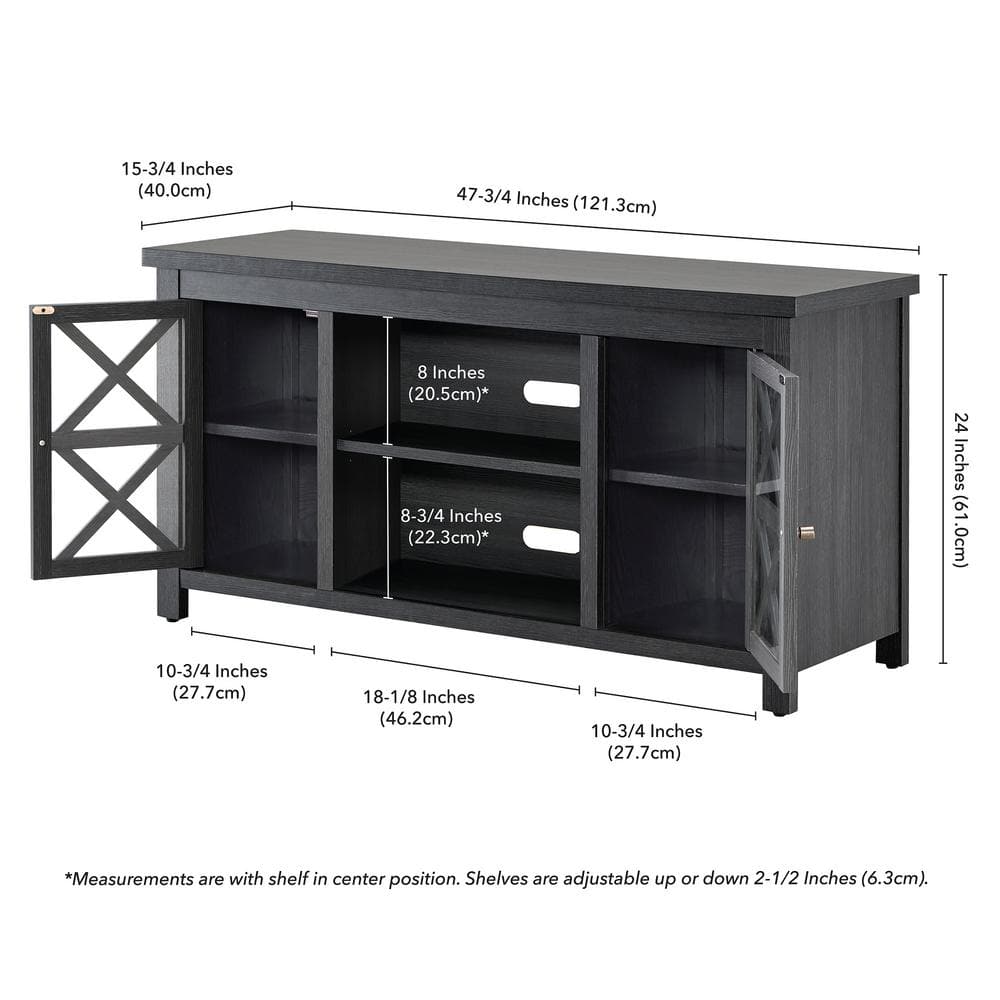 Charcoal Gray Modern Farmhouse TV Stand with Cabinet