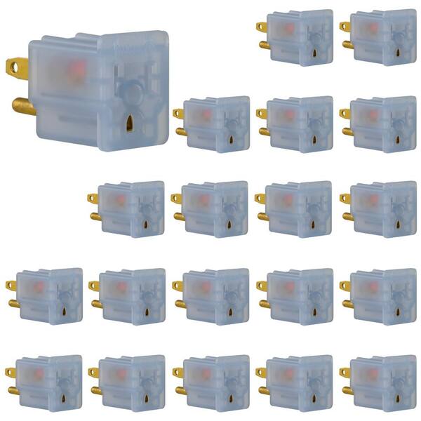 GE 1Outlet Grounded Tap Plug with Power Indicator Light, Clear, (25