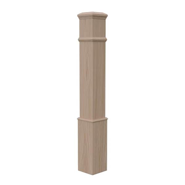 Stair Parts 4095 56 in. x 7-1/2 in. Unfinished White Oak Plain Box Newel Post for Stair Remodel