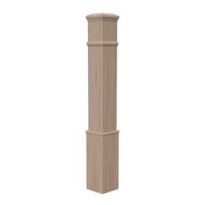 Stair Parts 4095 56 in. x 7-1/2 in. Unfinished White Oak Plain Box Newel Post for Stair Remodel