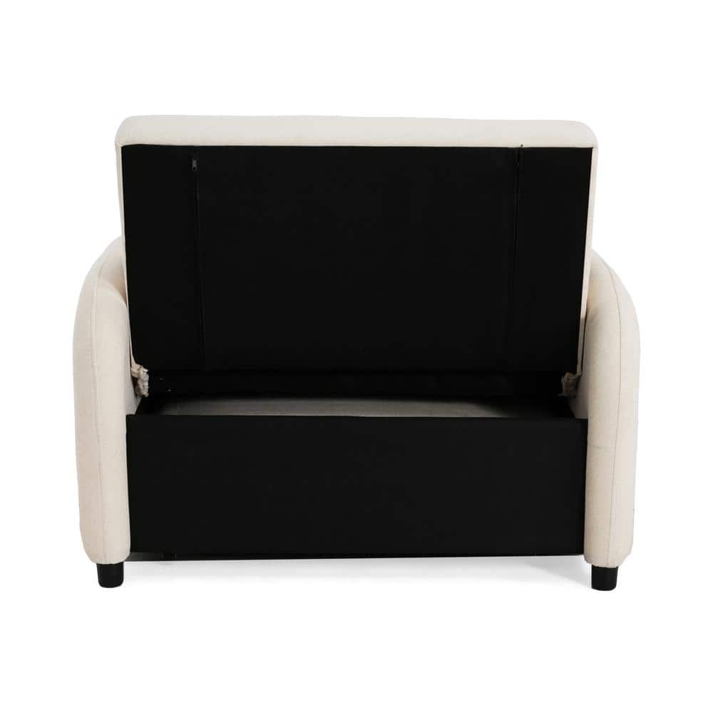 Beige Cotton Linen 3-in-1 Convertible Sleeper Sofa Chair