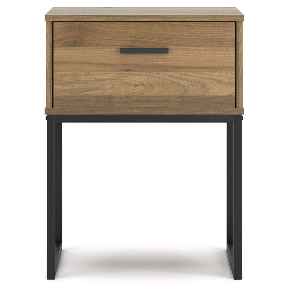 Deanlow Honey Brown and Black 1-Drawer Nightstand
