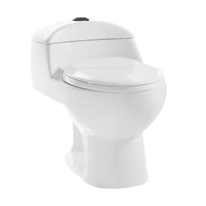 Chateau 1-piece 1.1/1.6 GPF Dual Flush Elongated Toilet in Glossy White with Black Hardware Seat Included