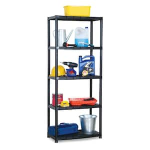 Platin 15 in. 5 Tier 6.25 ft. Height Plastic Storage Shelving Unit, Black