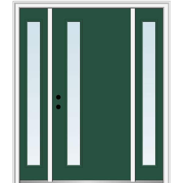 MMI Door 68.5 in. x 81.75 in. Viola Right-Hand Inswing 1-Lite Clear Low-E Painted Fiberglass Prehung Front Door with Sidelites