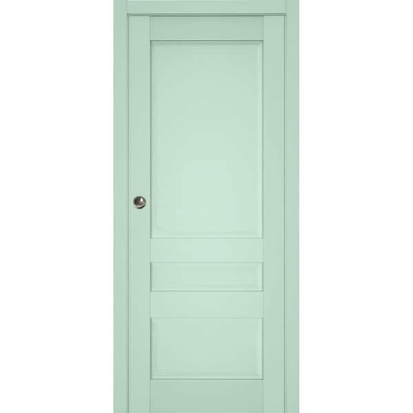 Sartodoors 32 in. x 80 in. 1 Panel Oliva Finished Solid Wood Sliding Door with Hardware