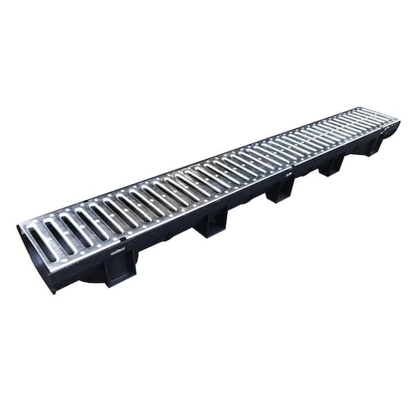 U.S. TRENCH DRAIN Compact Series 5.4 in. W x 3.2 in. D x 39.4 in. Trench and Channel Drain in Black with Galvanized Steel Grate