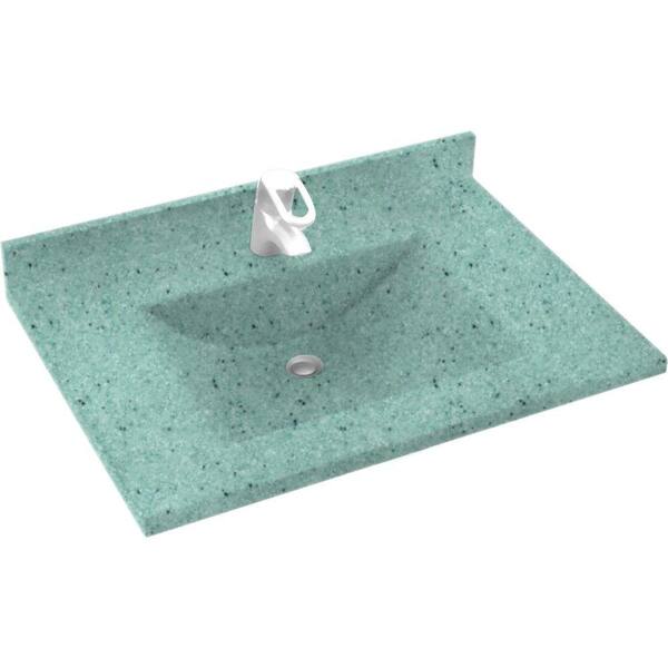 Swan Contour 37 in. Solid Surface Vanity Top with Basin in Tahiti Evergreen-DISCONTINUED