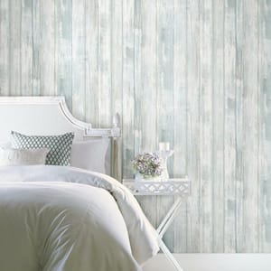 28.18 sq. ft. Blue Weathered Planks Peel and Stick Wallpaper