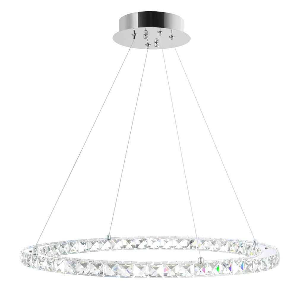 Elysian 24" Chrome and Crystal LED Halo Chandelier
