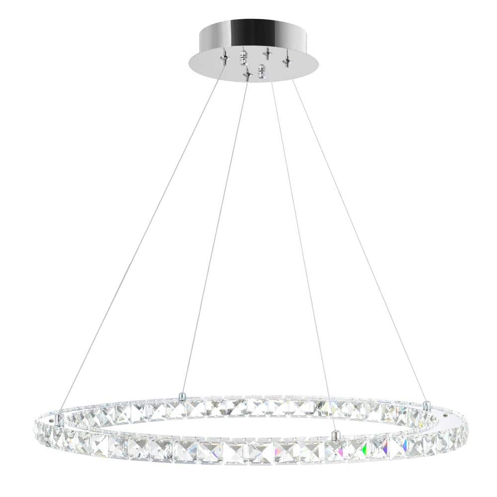 Elysian 24" Chrome and Crystal LED Halo Chandelier