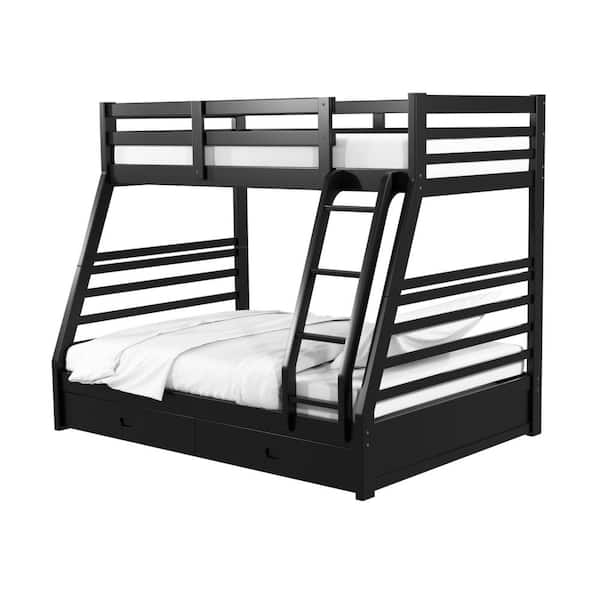 Furniture of America Daxter Black Twin Over Full Bunk Bed With Drawers