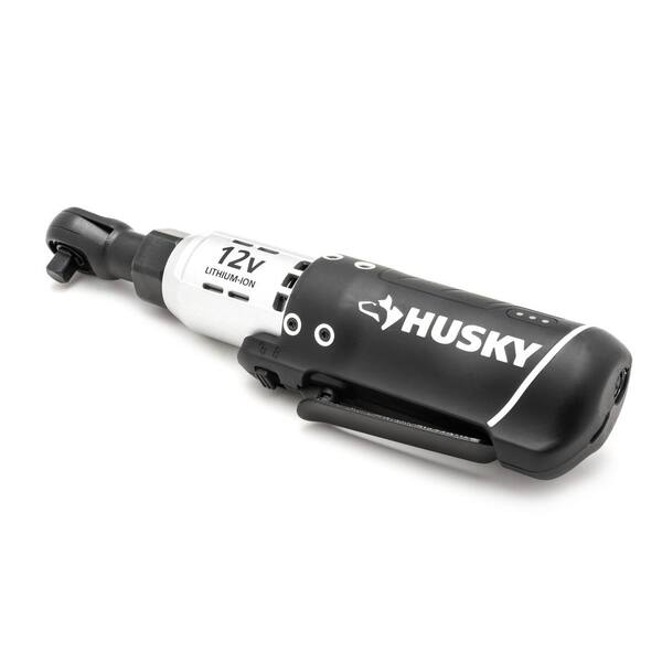 Husky - 12-Volt Lithium-Ion 3/8 in. Drive Cordless Ratchet W/ 34 Piece Socket Set, Battery, Charger, and Carrying Case