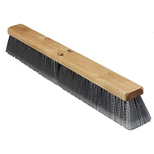 24 in. Flagged Polypropylene Bristled Fine Floor Brush in Gray (12-Case)