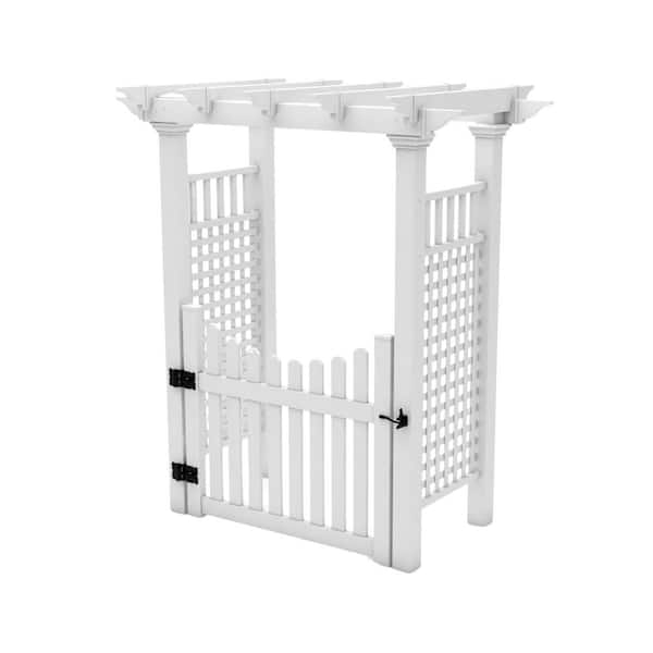 VITA Classic, 86 in. x 32 in. Vinyl, Fairfield Arbor with Gate, White