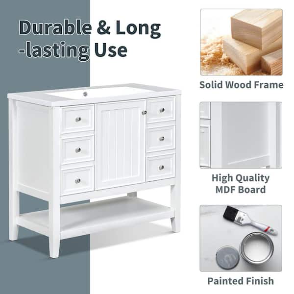 ♡　36 Xzkai 36 in. W x 18 in. D x 34 in. H Single Sink Bath Vanity in