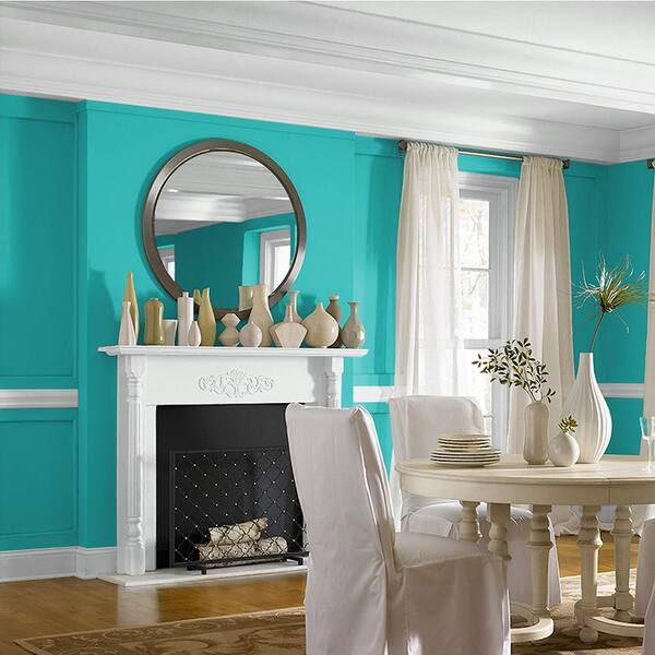 BEHR MARQUEE 1 gal. #MQ4-21 Caicos Turquoise One-Coat Hide Satin Enamel Interior Paint & Primer