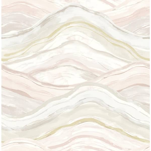A-Street Prints Dorea Pastel Multi-Colored Striated Waves Metallic Paper Non-Pasted Wallpaper