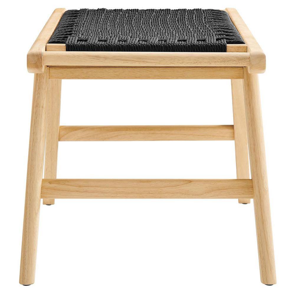 Saoirse Natural Black Woven Rope Wood Storage Bench