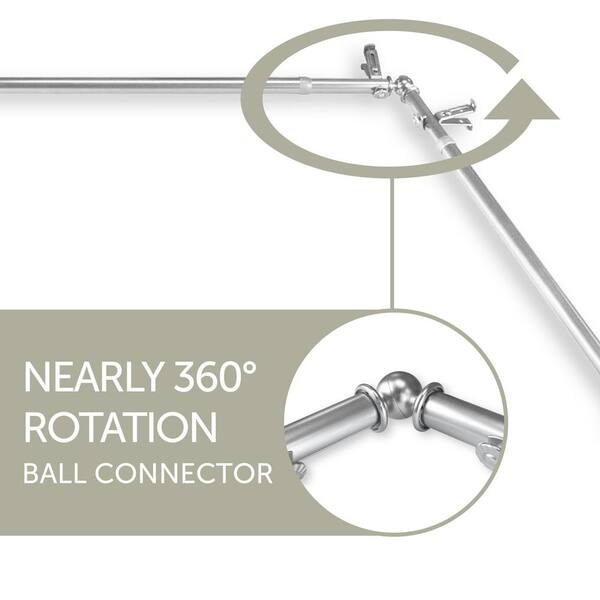 Unbranded - 66 in. to 120 in. Adjustable 13/16 in. Corner Window Double Curtain Rod in Black with Julianne Finials