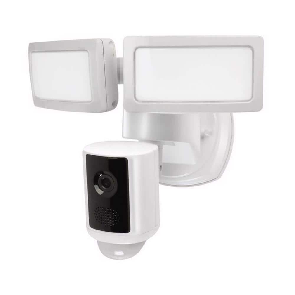 White Wireless LED Smart Security Floodlight with Camera