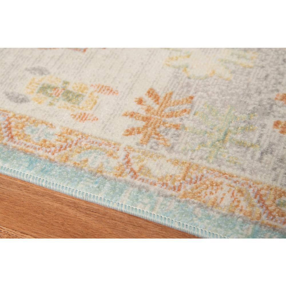 Aqua Bohemian Chic 8'9" x 11'9" Rectangular Easy-Care Area Rug