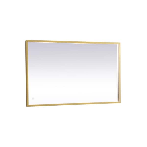 Unbranded Timeless Home 24 in. W x 40 in. H Modern Rectangular Aluminum Framed LED Bathroom Vanity Mirror in Brass