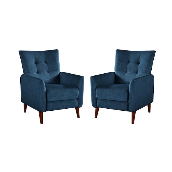 ARTFUL LIVING DESIGN Lidia Navy Wood Legs Recliner (Set of 2