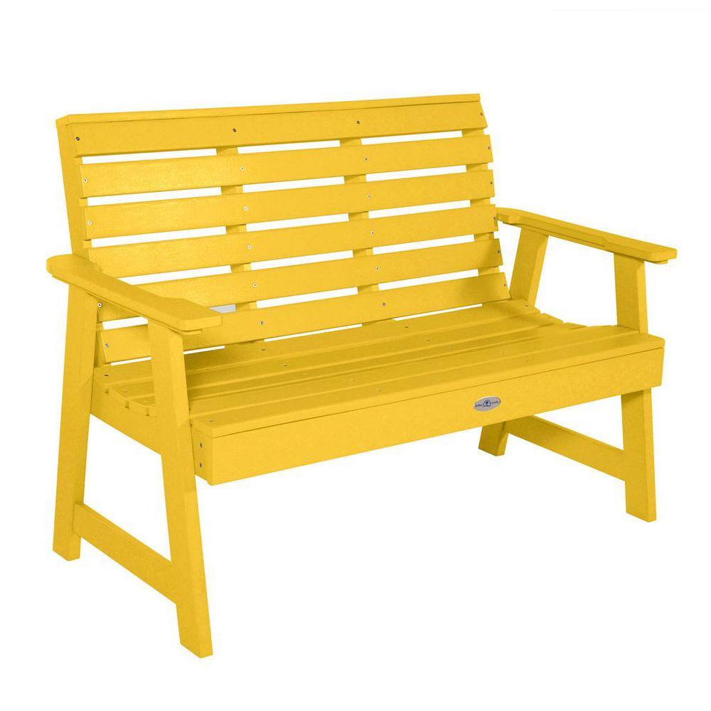Yellow wooden bench discount