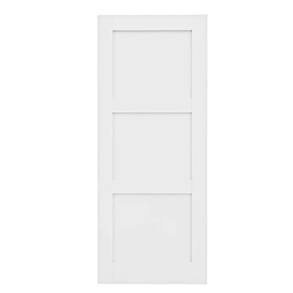ARK DESIGN 36 in. x 80 in. 3-Lite Paneled Blank Solid Core Composite Manufacture Wood White Primed Interior Door Slab