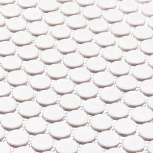 Stylish-Sweetpea Espri White 11-3/8 in. x 12-15/16 in. Glossy Porcelain Round Mosaic Tile (9.7 sq. ft./Case)