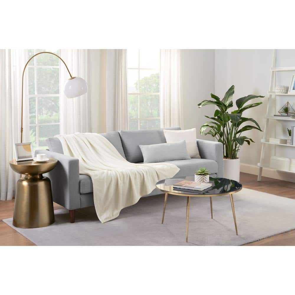Full White Plush Polyester Woven Blanket