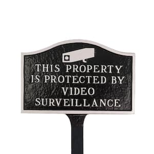 This Property is Small Statement Plaque with Lawn Stake - Black/Silver