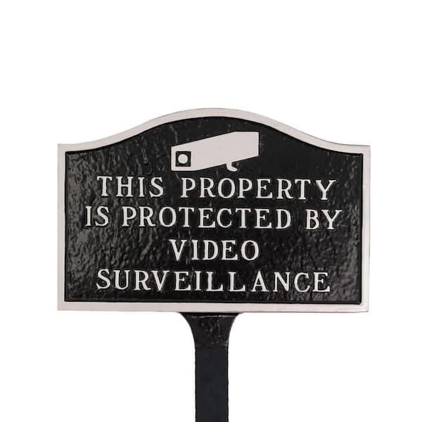 Montague Metal Products This Property is Small Statement Plaque with Lawn Stake - Black/Silver