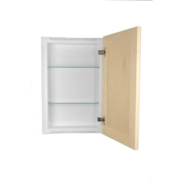 WG Wood Products 15.5 in. W x 35.5 in. H Fieldstone Shaker Style Frameless Beige Unfinished Wood Recessed Medicine Cabinet without Mirror