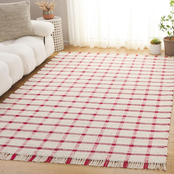 Montauk 3 ft. x 5 ft. Ivory/Red Geometric Lattice Area Rug