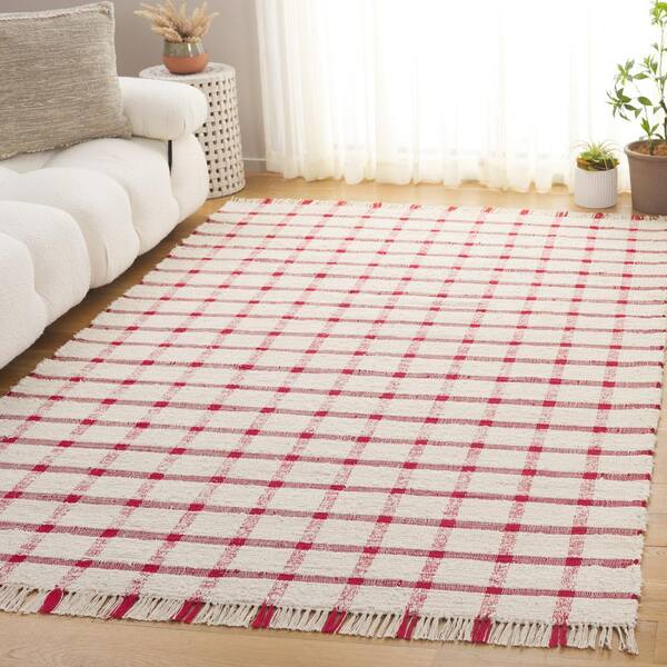 Montauk 6 ft. x 9 ft. Ivory/Red Geometric Lattice Area Rug