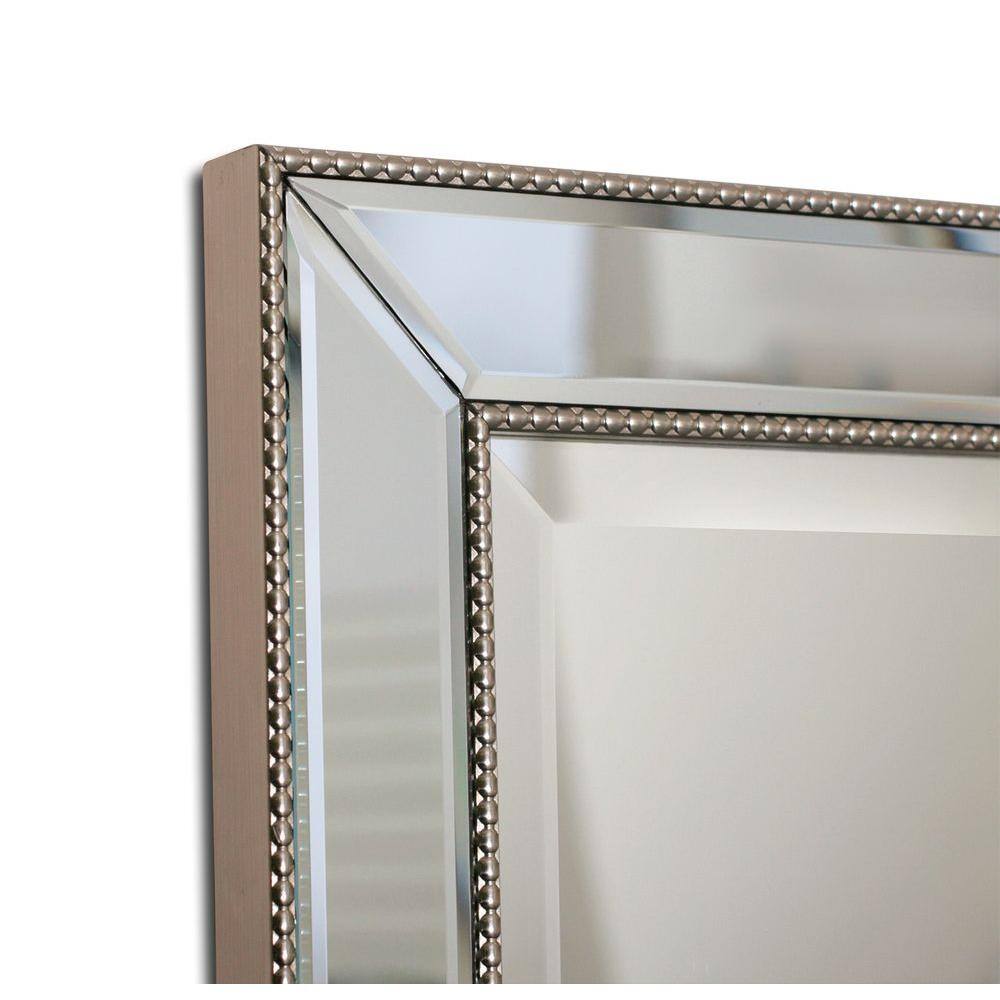 Champagne Silver 16" x 26" Beaded Recessed Medicine Cabinet
