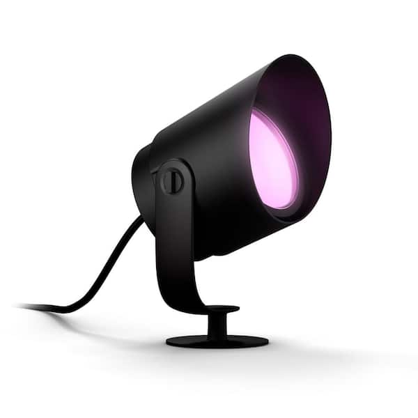 Philips Hue XL Black Smart Color Changing Low Voltage Plug-In Landscape Spot Light with Integrated LED (1-Pack) 1746230V7 - The Home Depot