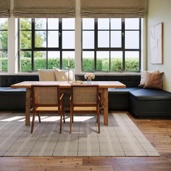 Nate Berkus x Rugs Downing Plaid Wool Cozy Grey 8 ft. x 10 ft. Indoor Area Rug