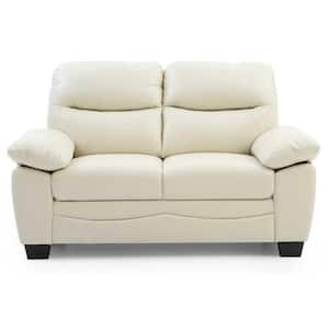 Cream leather 2024 2 seater sofa