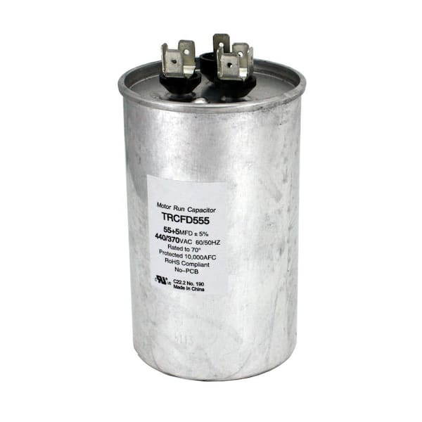 Unbranded Packard 440-Volt 55/5 MFD Dual Rated Motor Run Round Capacitor
