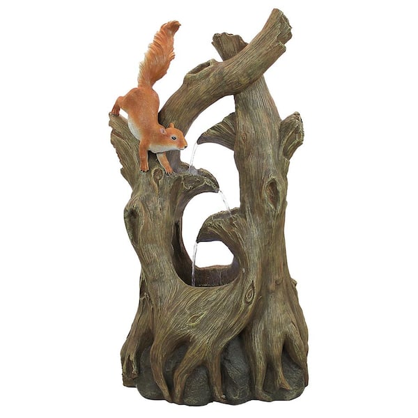 Design Toscano Tree Squirrel Cascading Stone Bonded Resin Sculptural Fountain