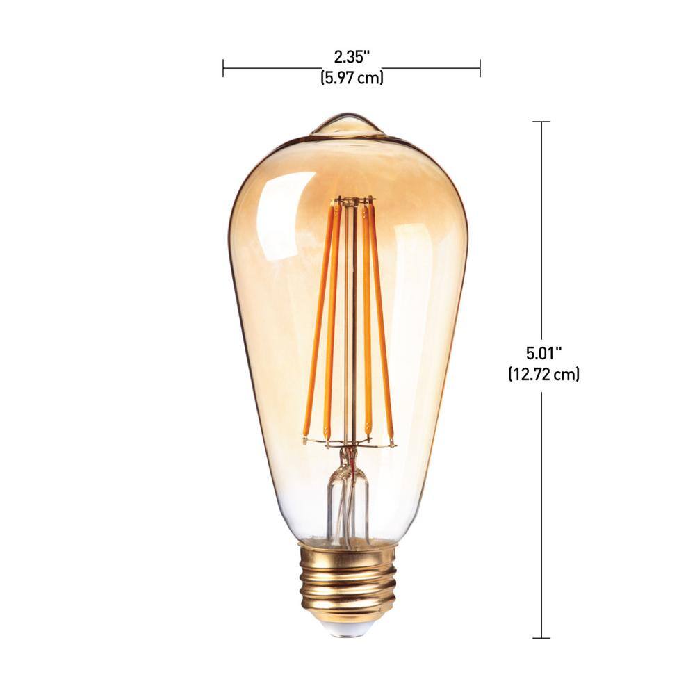 Amber Glass Vintage Edison Dimmable LED Bulb, 4-Pack