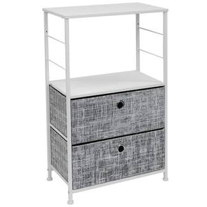 2-Drawer Gray White Nightstand 33.75 in. H x 21.62 in. W x 11.75 in. D