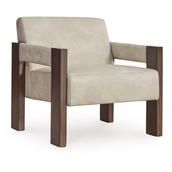 Adlanlock Beige Faux Leather Arm Chair