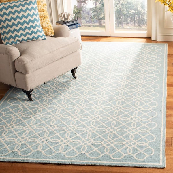 Chelsea 5 ft. x 8 ft. Blue/Ivory Transitional Interlocking Trellis Area Rug