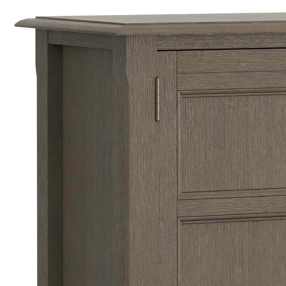 Farmhouse Grey Solid Pine Freestanding Office Cabinet with Adjustable Shelving