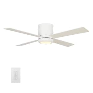 Arlo II 52 in. Integrated LED Indoor White Smart Ceiling Fan with Light Kit, Wall Control, Works with Alexa/Google Home