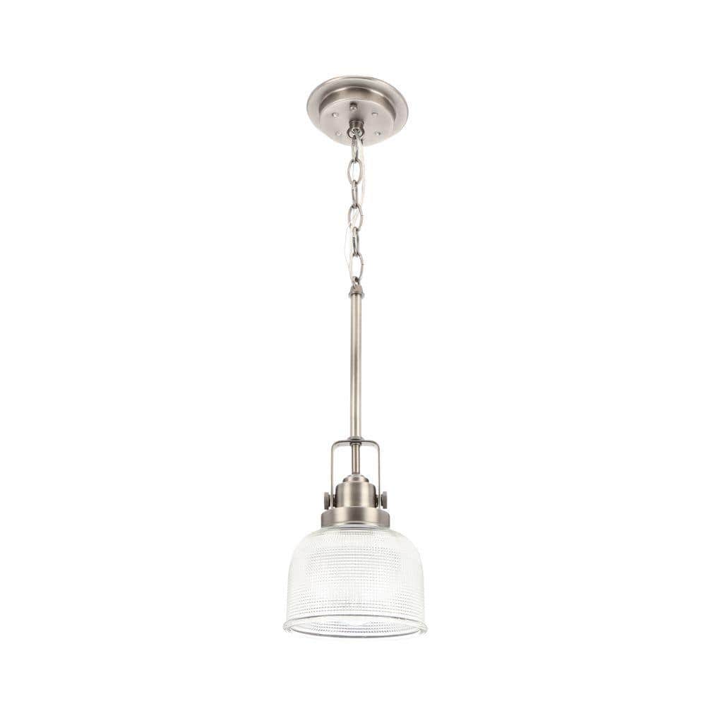 Nickel Mini Prismatic Glass Bowl Pendant Light